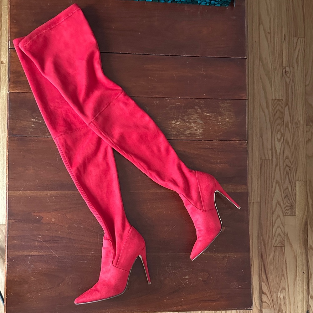 Steve Madden 🔥 Thigh High Red Suede Stiletto Boots